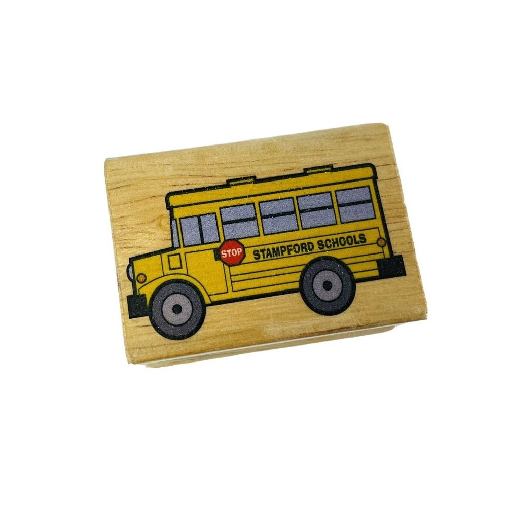 Melissa & Doug Rubber Ink Stamp Wood Mounted Craft Stampford Schools Bus